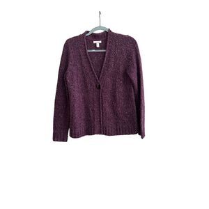 Charter Club Women's Purple Knit Long Sleeve Cardigan Sweater Stretch Size S